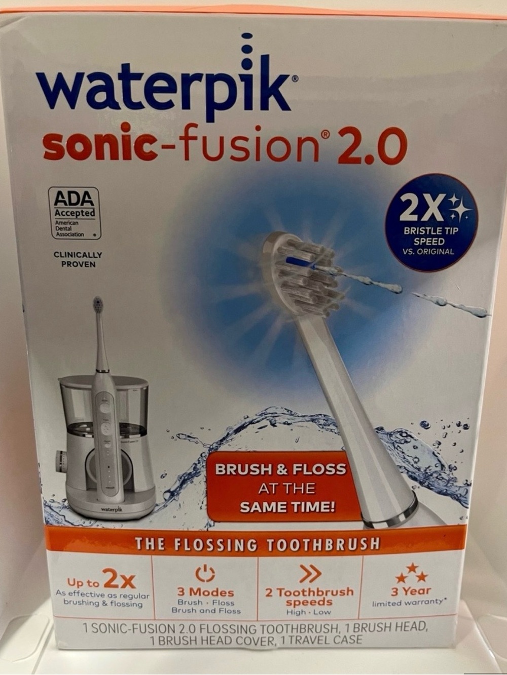 Waterpik Sonic-Fusion 2.0 Brush & Floss Toothbrush - White/Blue Accents